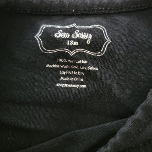 Sew Sassy Black Long Sleeve Ruffle Shirt Size 12M - Picture 3 of 5